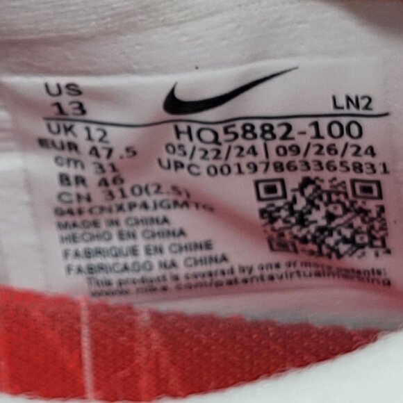 Nike Air Max 1 Low Poly Men's White Red Sneakers HQ5882-100 US Size 13 NWB - Picture 10 of 10